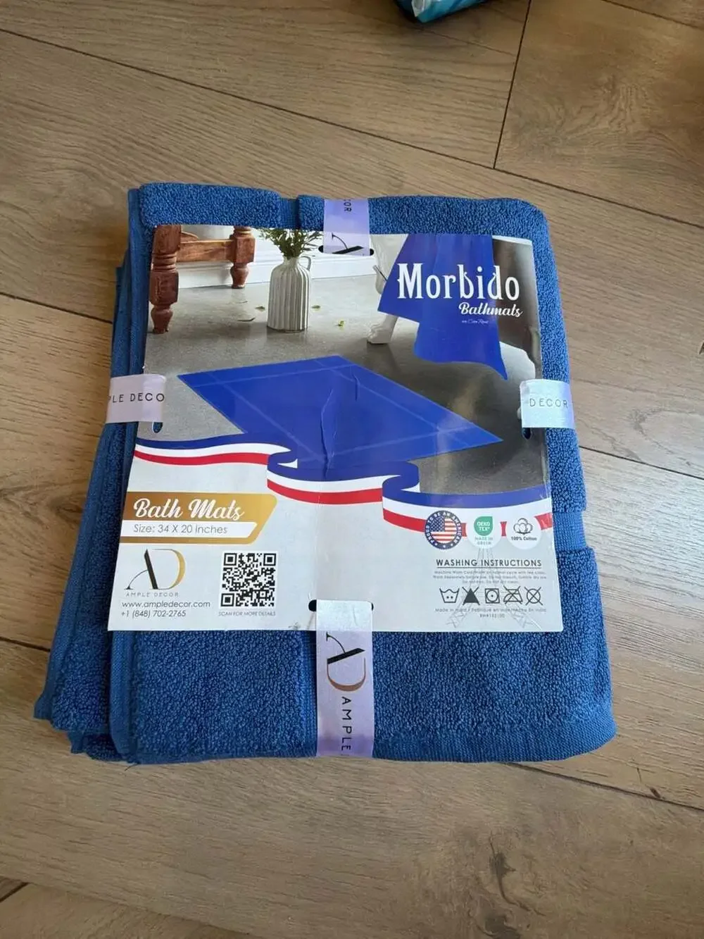 Ample Decor Morbido Bath Mat, 34 x 20 Inches, Blue